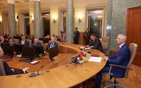 Jaunievēlētā Ministru prezidenta Krišjāņa Kariņa svinīgā pilnvaru nodošanas pasākums Ministru kabinetā.